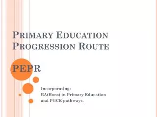 Primary Education Progression Route PEPR