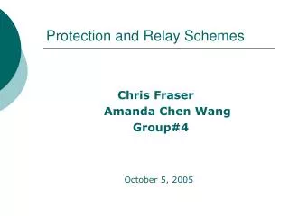 Protection and Relay Schemes