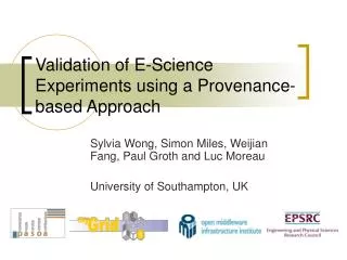 Validation of E-Science Experiments using a Provenance-based Approach