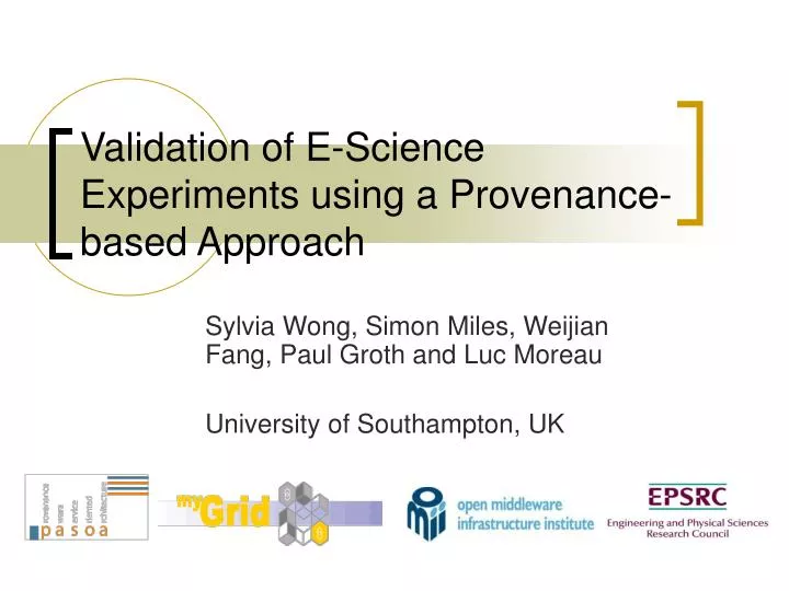validation of e science experiments using a provenance based approach