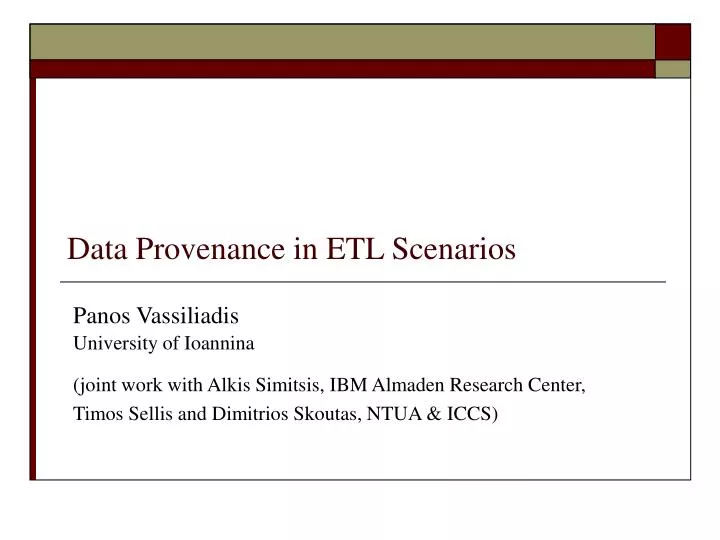 data provenance in etl scenarios