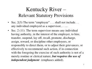 Kentucky River – Relevant Statutory Provisions