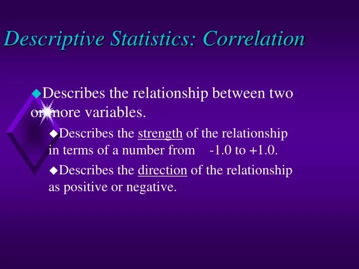 descriptive statistics correlation