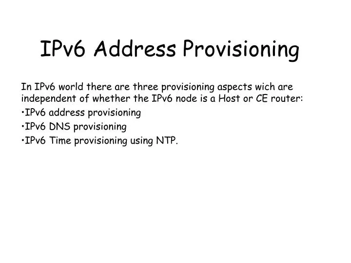 ipv6 address provisioning