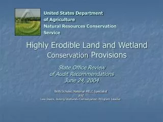 Highly Erodible Land and Wetland Conservation Provisions