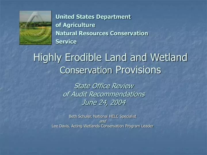 highly erodible land and wetland conservation provisions