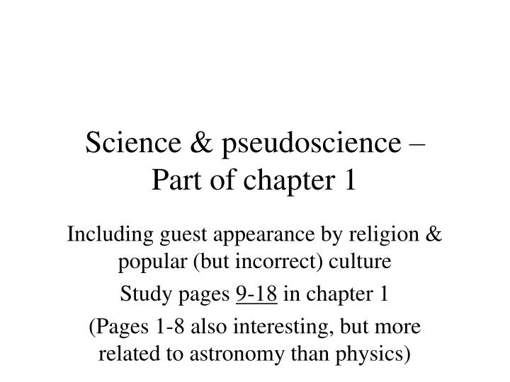science pseudoscience part of chapter 1