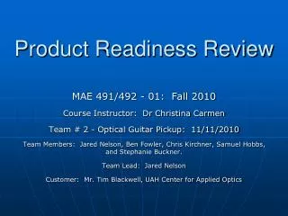 Product Readiness Review
