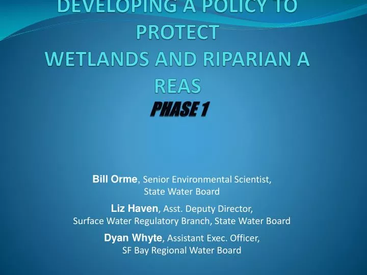 developing a policy to protect wetlands and riparian areas phase 1