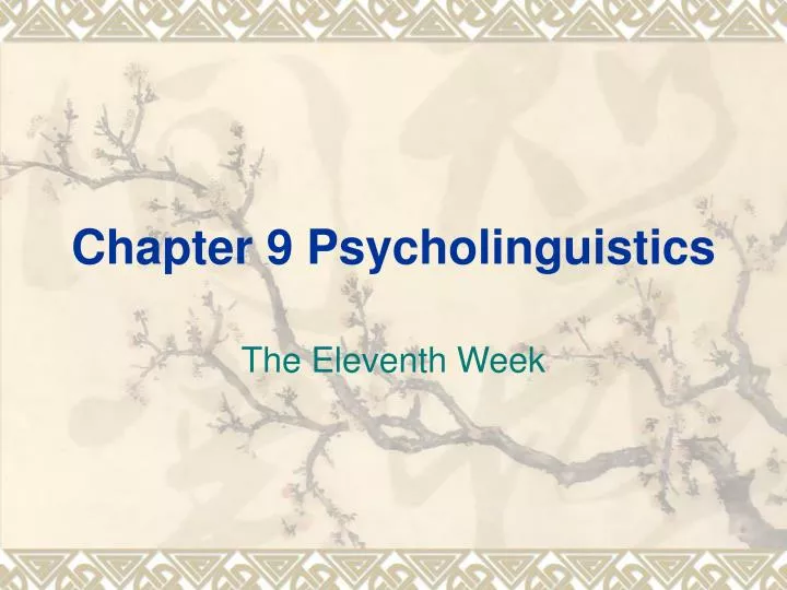 chapter 9 psycholinguistics