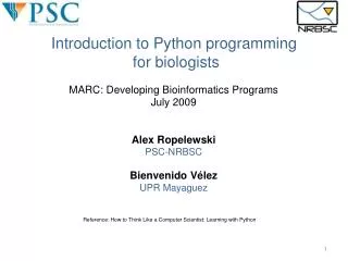 Introduction to Python programming for biologists