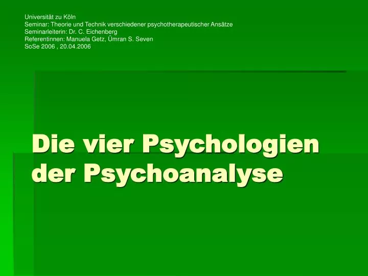 die vier psychologien der psychoanalyse