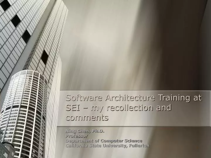 software architecture training at sei my recollection and comments