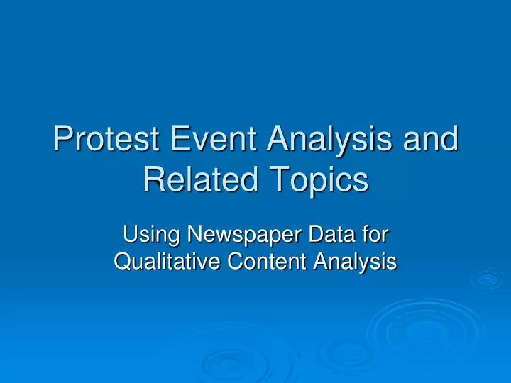 protest event analysis and related topics