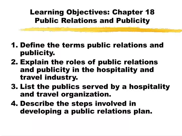 learning objectives chapter 18 public relations and publicity