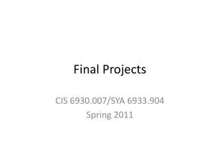 Final Projects