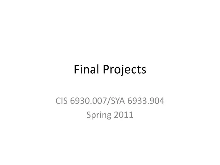 final projects