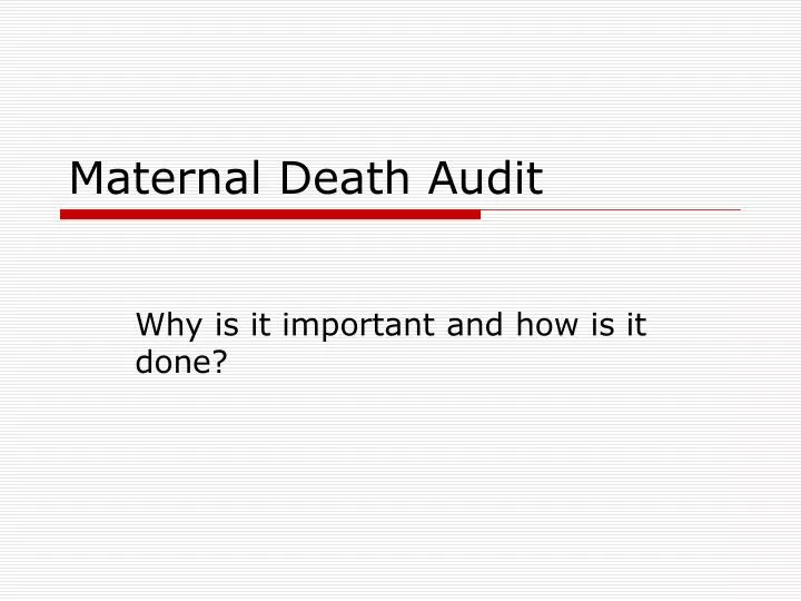 maternal death audit