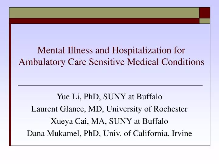 mental illness and hospitalization for ambulatory care sensitive medical conditions