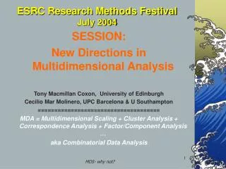 ESRC Research Methods Festival July 2004