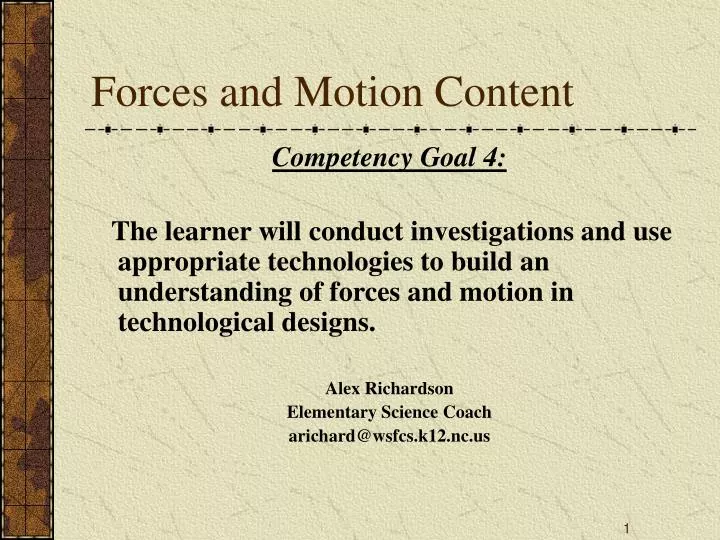 forces and motion content