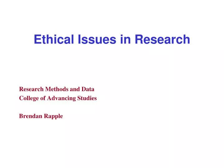 ethical issues in research