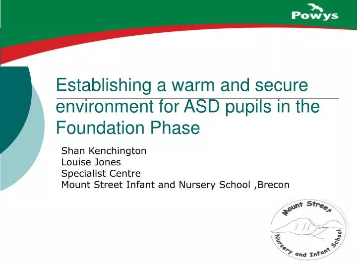 establishing a warm and secure environment for asd pupils in the foundation phase