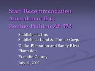 Staff Recommendation Amendment B to Zoning Petition ZP 372
