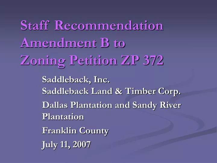 staff recommendation amendment b to zoning petition zp 372