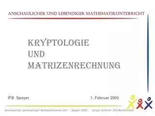 Anschaulicher und lebendiger Mathematikunterricht Speyer 2005 Jürgen Schmidt IGS Mutterstadt