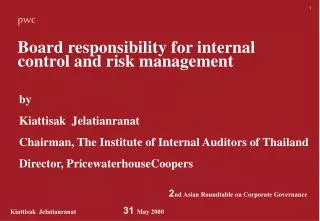 Board responsibility for internal control and risk management