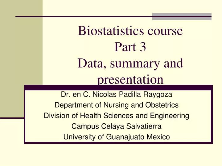 biostatistics course part 3 data summary and presentation