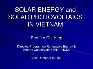 SOLAR ENERGY and SOLAR PHOTOVOLTAICS IN VIETNAM