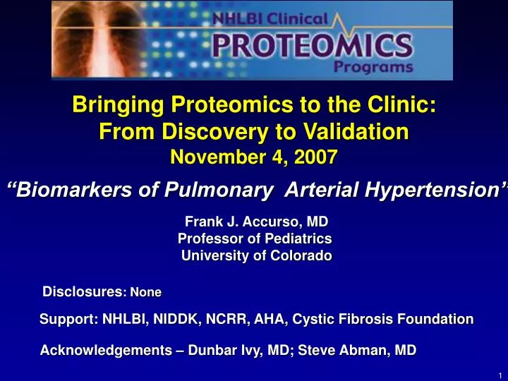 bringing proteomics to the clinic from discovery to validation november 4 2007