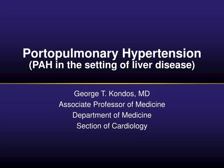 portopulmonary hypertension pah in the setting of liver disease