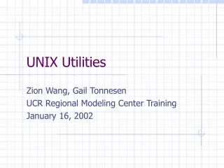 UNIX Utilities