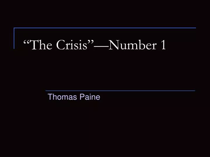 the crisis number 1