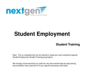 Student Employment Student Training