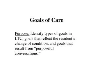 Goals of Care
