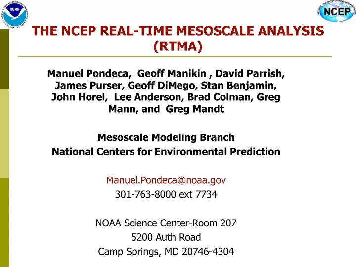 the ncep real time mesoscale analysis rtma