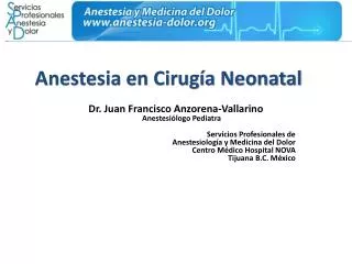 Anestesia en Cirugía Neonatal