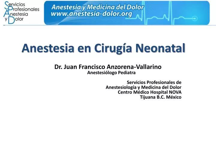 anestesia en cirug a neonatal