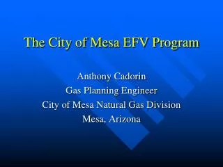 The City of Mesa EFV Program