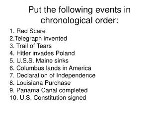 Put the following events in chronological order: