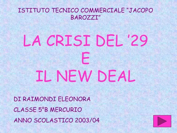 la crisi del 29 e il new deal