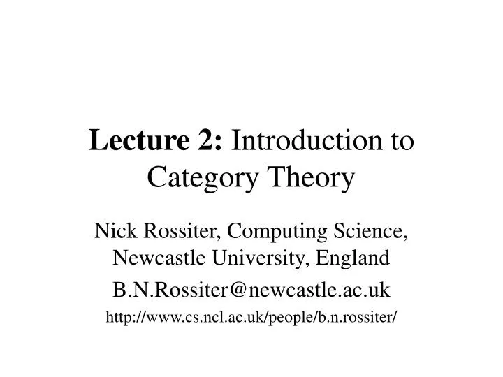 lecture 2 introduction to category theory