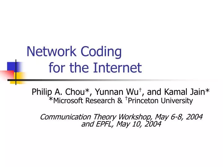 network coding for the internet