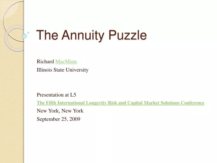 the annuity puzzle