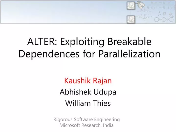 alter exploiting breakable dependences for parallelization
