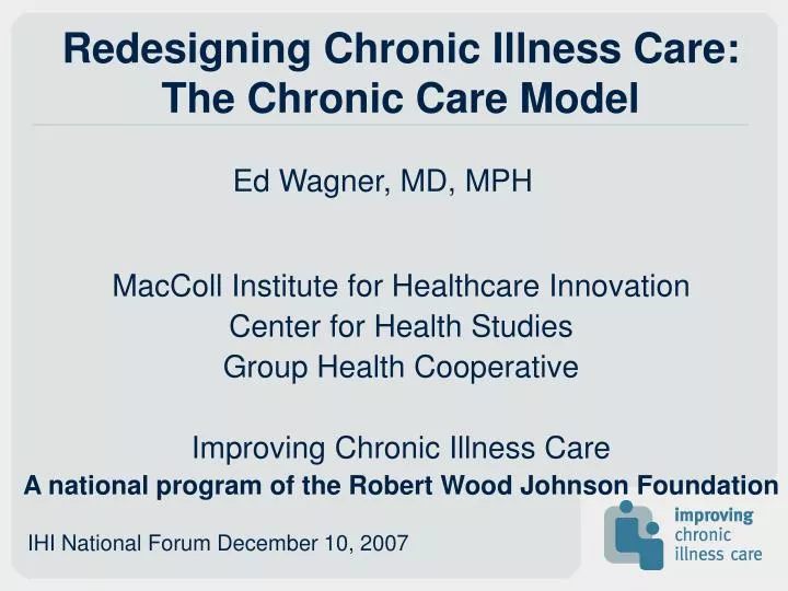 redesigning chronic illness care the chronic care model